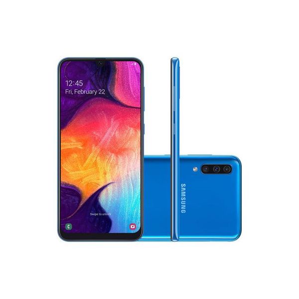 Smartphone Samsung Galaxy A50 128GB Azul 4G - 4GB RAM Tela 6,4” Câm. Tripla + Câm. Selfie 25MP Azul