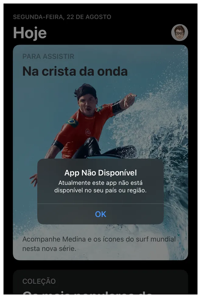 Alguns aplicativos e serviços da App Store podem não estar disponível para determinados países ou regiões (Captura de tela: Thiago Furquim/Canaltech)