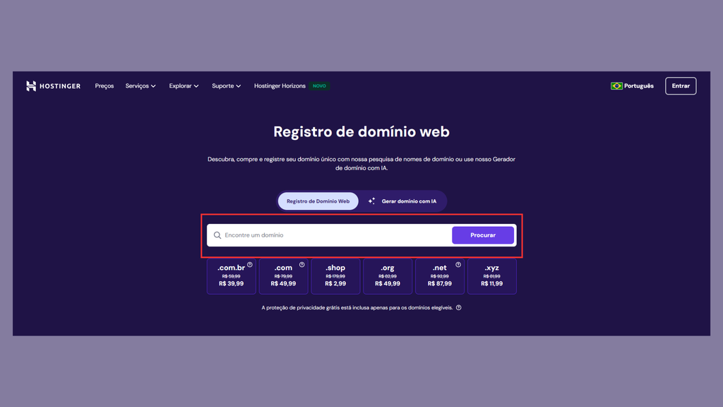 Como comprar um domínio (Imagem: Captura de tela/Canaltech)