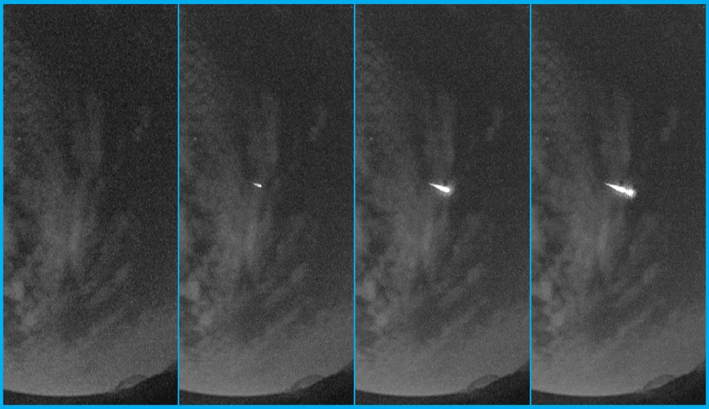 Meteoro da chuva Líridas fotografado em 2015 (Imagem: Reprodução/Centro de Voo Espacial Marshall)