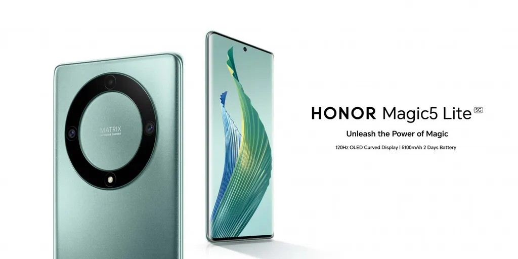 Honor Magic 5 Lite traz Snapdragon 695, tela OLED curvada para as laterais custando 379 euros (Imagem: Honor)