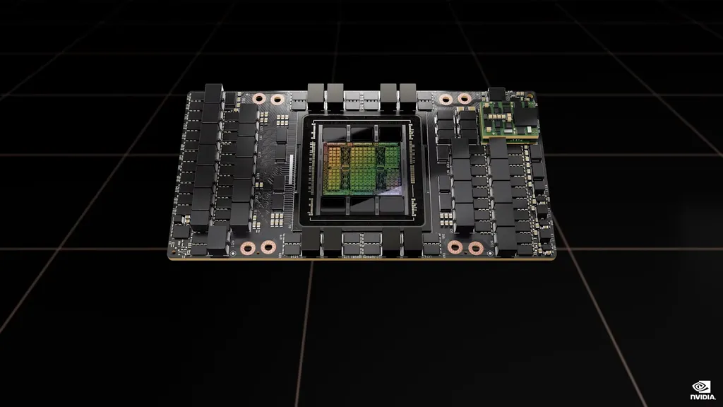 Primeira GPU a adotar memória HBM3, a Nvidia H100 "Hopper" promete ser a aceleradora de data centers mais poderosa do mundo (Imagem: Nvidia)
