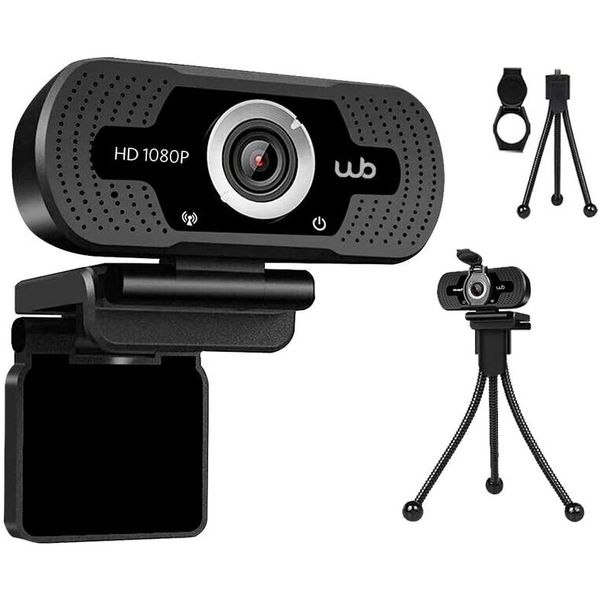 Webcam USB Full HD 1080P Microfone Embutido WB Amplo Ângulo 110° + Tripé