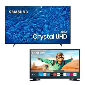 Combo Smart TV Samsung 75" UN75BU8000 Crystal UHD 4K e Smart TV Samsung 32" UN32T4300 HDR