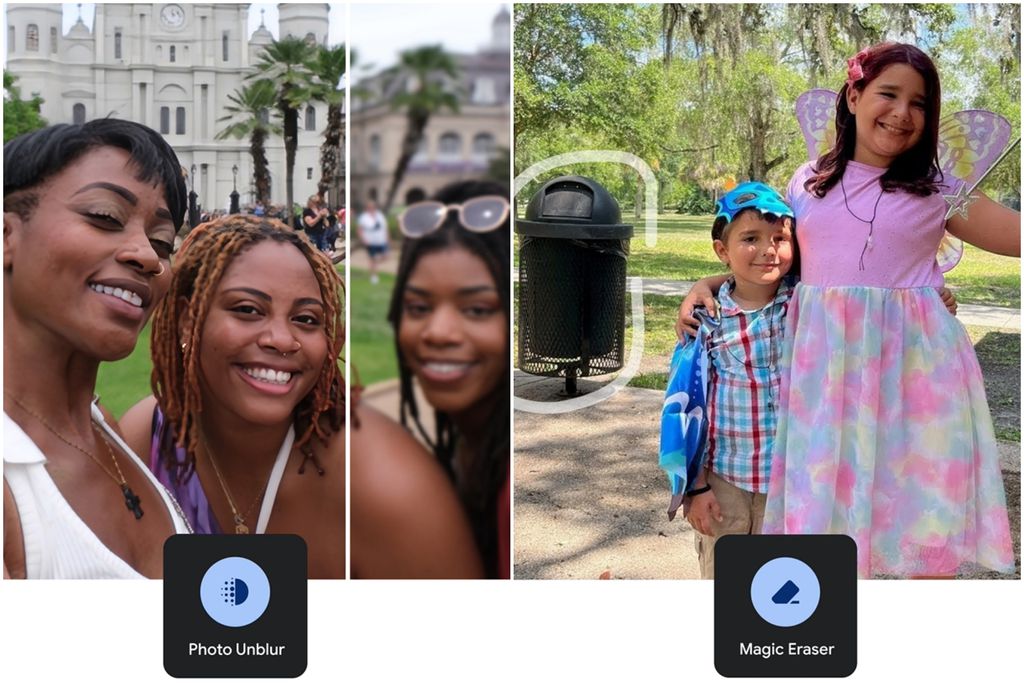 As ferramentas Photo UnBlur e Magic Erase serão liberadas para todos no Google Fotos a partir de maio (Imagem: Divulgação/Google)