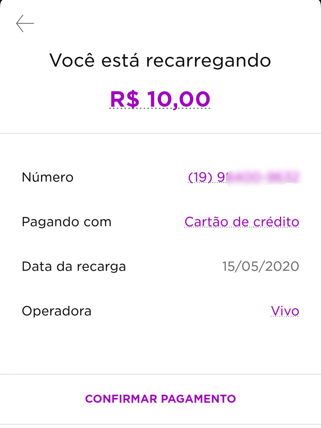 Como fazer recarga de celular pelo Nubank (NuConta)