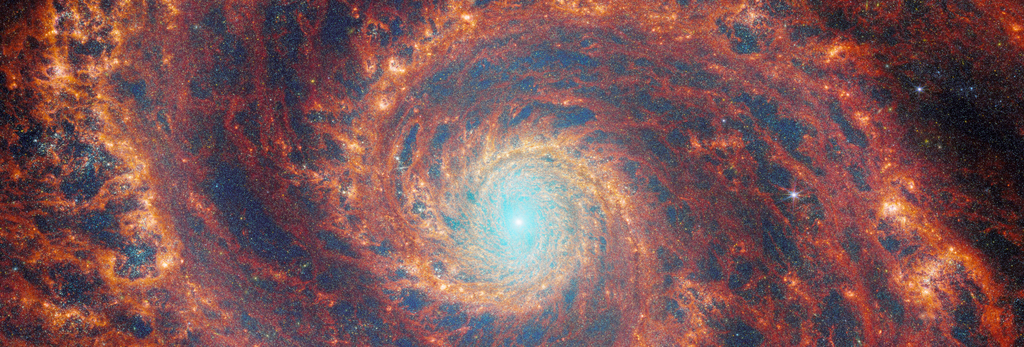 Galaxy NGC 5195 is relatively close to the Milky Way (Image: Playback/ESA/Webb, NASA & CSA, A. Adamo/FEAST JWST team)