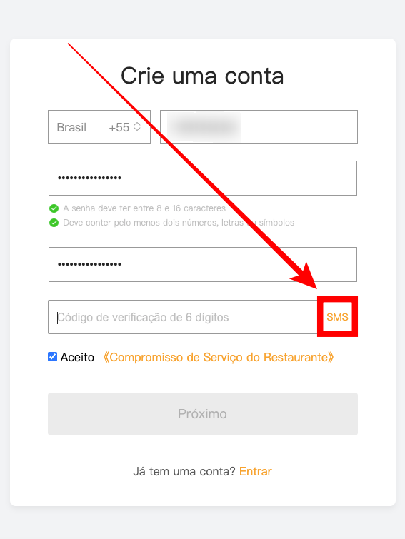 Clique nesse botão de SMS para receber uma mensagem de texto (Captura de tela: Caio Carvalho/Canaltech)