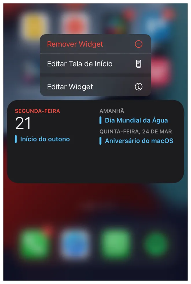 Remova um widget adicionado no iPhone (Imagem: Thiago Furquim)