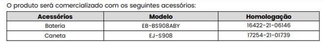 Certificação confirma bateria de 5.000 mAh e caneta stylus no Galaxy S22 Ultra (Imagem: Captura de tela/Fundação CPQD)