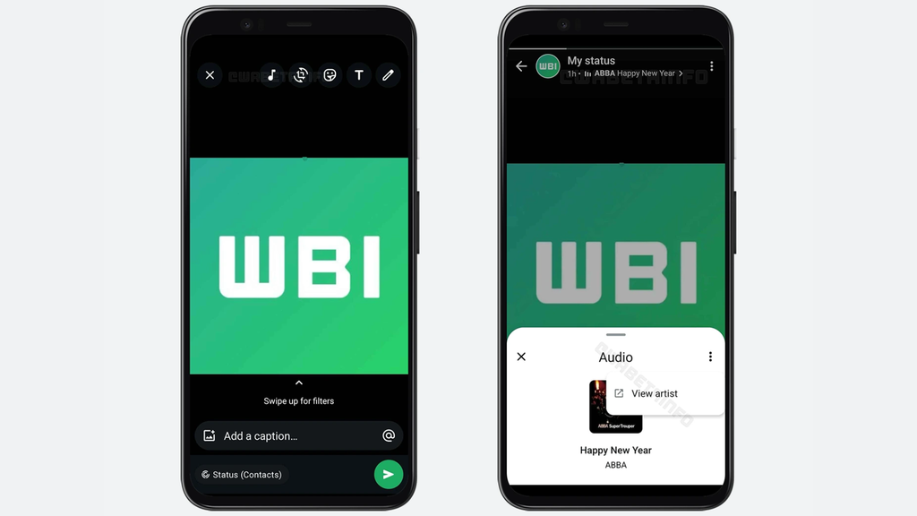 Status do WhatsApp recebe opção para adicionar músicas (Imagem: Reprodução/WABetaInfo)