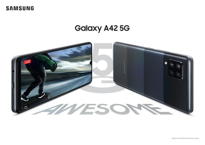 Como versão renomeada do A42 5G, o Galaxy M42 5G deve trazer configurações parecidas, com leves modificações (Imagem: Divulgação/Samsung)