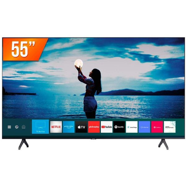 Smart TV LED 55" 4K UHD Crystal Samsung TU7020, Visual Livre de Cabos, Bluetooth, Processador Crystal 4K, 2 HDMI, 1 USB