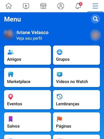 A interface do Facebook Mobile é diferente da versão para web, mas os recursos são os mesmos (Captura de tela: Ariane Velasco)