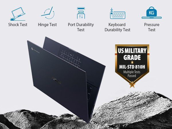 Os novos Chromebooks da marca contam com certificação militar de alta resistência (Imagem: Reprodução/ASUS)