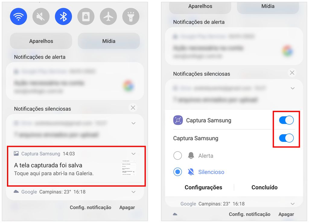 Deslize a tela e pressione para desativar as notificações de um app específico (Captura de tela: André Magalhães)