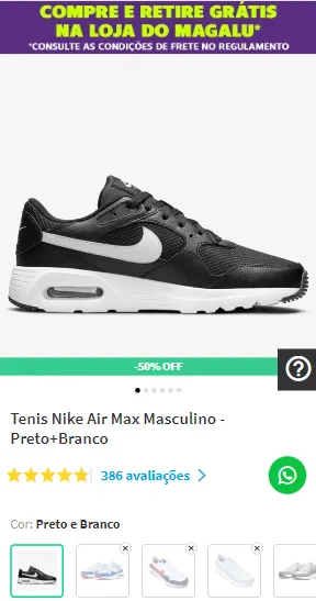 Tenis Nike Air Max Masculino - Preto+Branco 149638 - Canaltech Ofertas