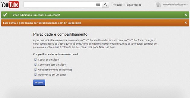 Opções do canal Opções do canal