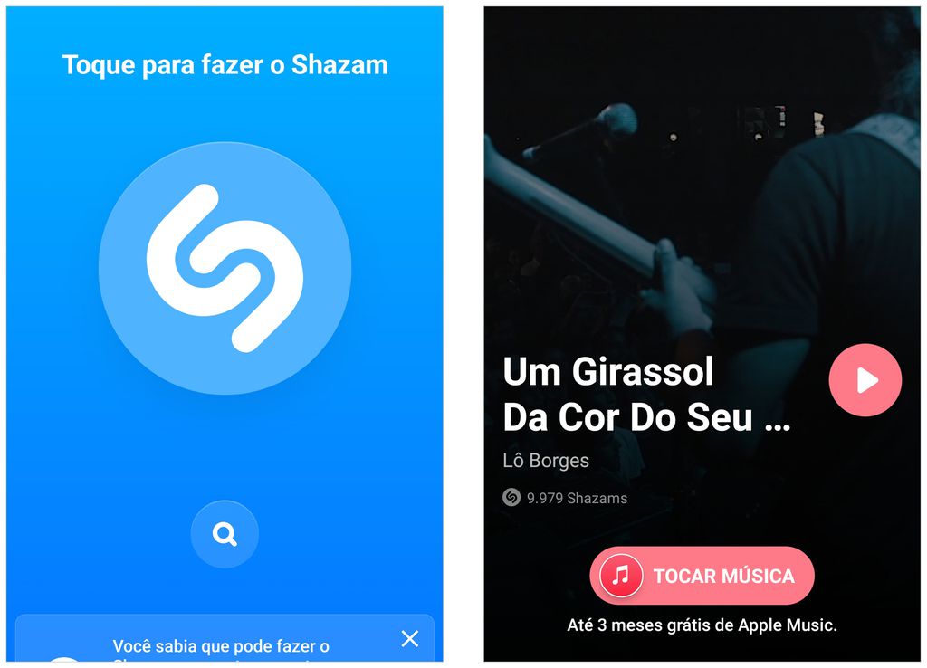 Shazam pode ser usado para reconhecer músicas no smartwatch (Captura de tela: André Magalhães)