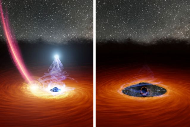 O desaparecimento da coroa pode ter sido causado por uma estrela em colisão com o buraco negro (Imagem: NASA/JPL-Caltech)