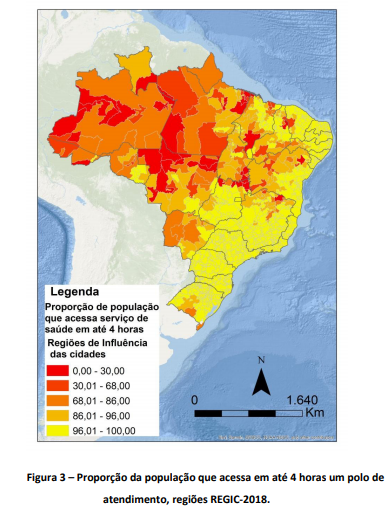 Pesquisa mostra que milhões de brasileiros levam mais de 4h para chegar até uma UTI (Imagem: Icict/Fiocruz)
