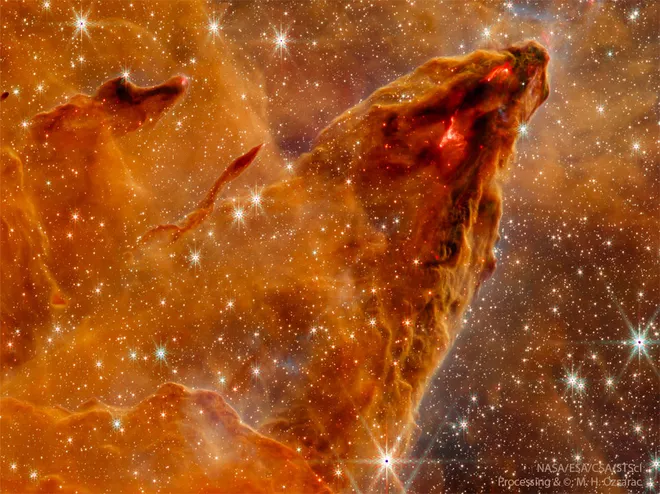 Parte da Nebulosa da Águia fotografada pelo telescópio James Webb (Imagem: Reprodução/NASA, ESA, CSA, STScI, Mehmet Hakan Özsaraç)