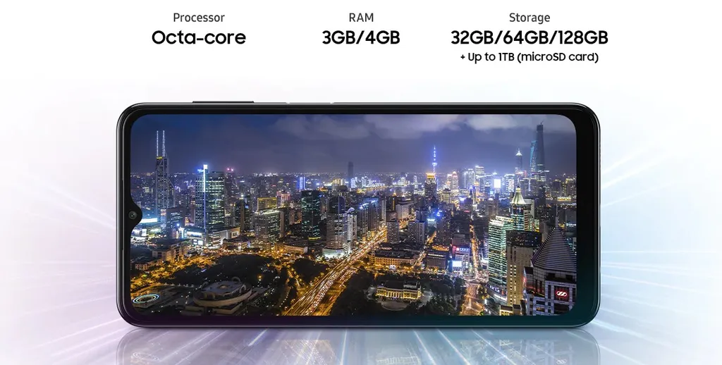 Galaxy A04s traz Exynos 850 e até 128 GB de armazenamento (Imagem: Reprodução/Samsung)