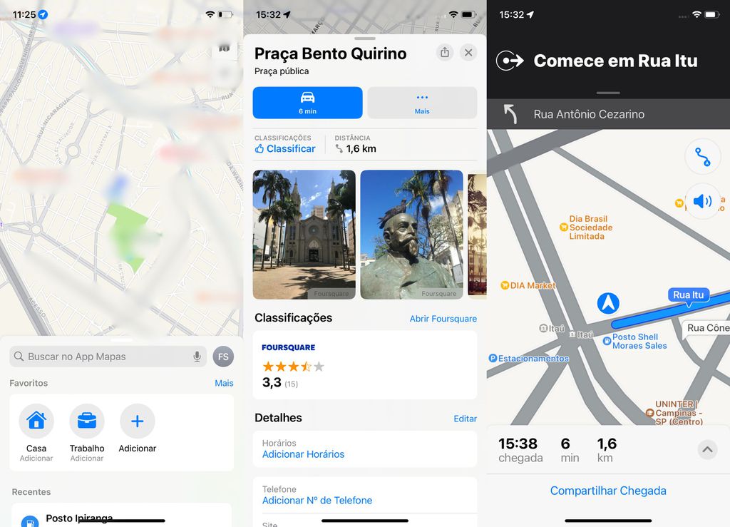Instalado de forma nativa no iOS, Apple Maps ganhou novos recursos neste ano (Imagem: Captura de tela/André Magalhães/Canaltech)