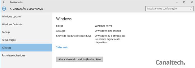 Antes de prosseguir finalmente para a instalação, garanta que sua cópia do Windows 10 está ativada