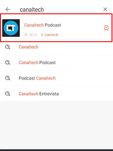 Encontre podcasts pela busca (Imagem: André Magalhães/Captura de tela)