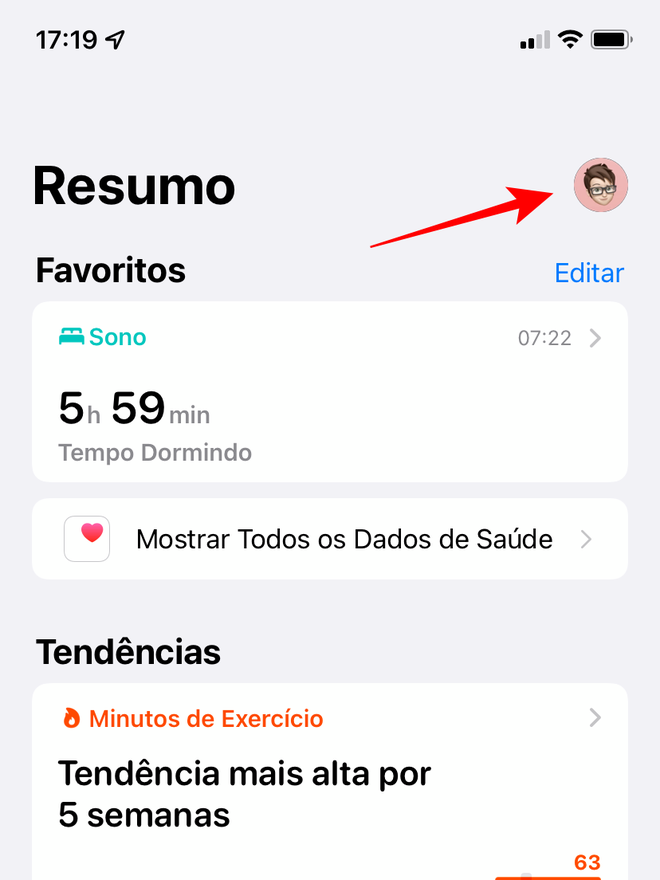 Acesse seus dados de perfil do app Saúde - Captura de tela: Thiago Furquim (Canaltech)