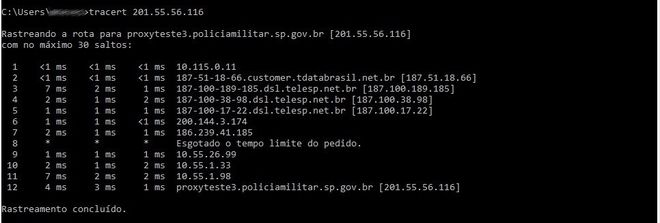 Endereço de IP identificado pelas alterações estão ligados à Polícia Militar do Estado de São Paulo (Imagem: Reprodução/R7)