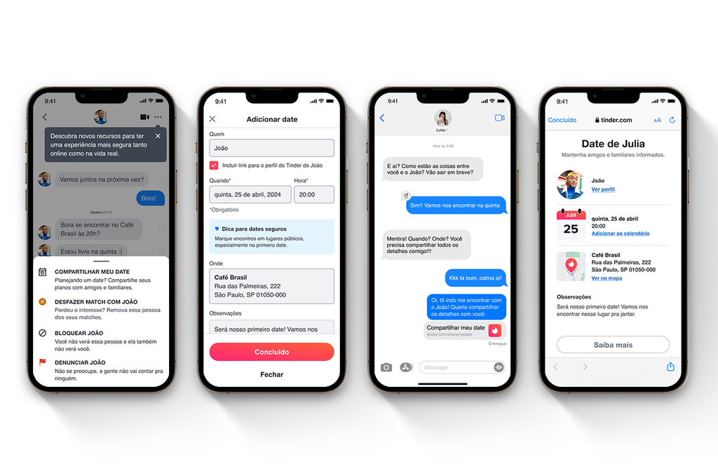 Tinder terá ferramenta para compartilhar detalhes de dates com amigos (Imagem: Divulgação/Tinder)
