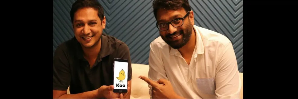 Os dois fundadores do Koo: à esquerda está Bidawatka e à direita está Aprameya Radhakrishna (Imagem: Mayank Bidawatka/Twitter)