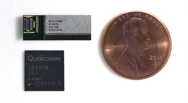 A antena mmWave e o modem Snapdragon X50 da Qualcomm prometem velocidades ultrarrápidas para os primeiros celulares com conectividade 5G. (Imagem: reprodução/Qualcomm)