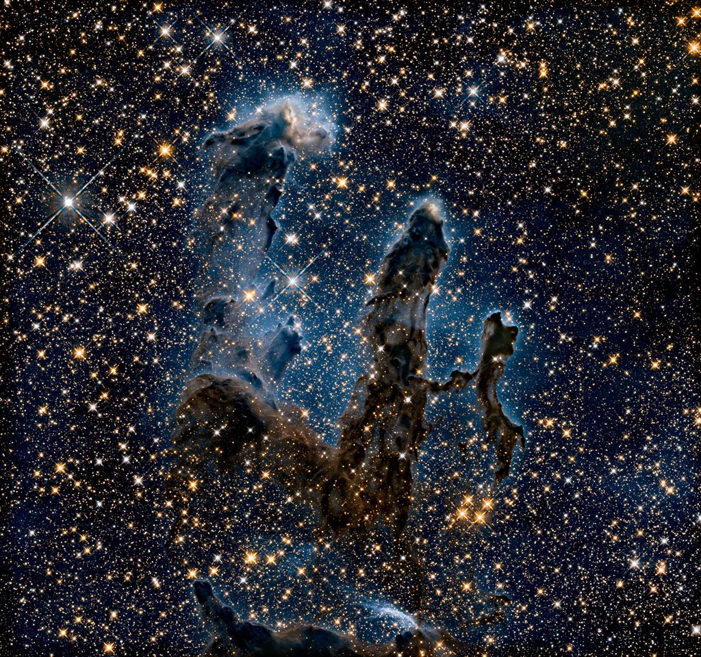 Nova versão da célebre imagem "Pilares da Criação" (Imagem: NASA/ESA/Hubble Heritage Team)