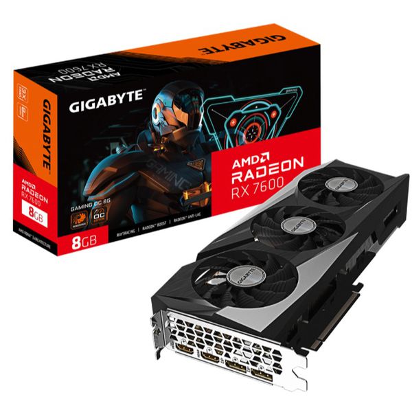 Placa de Vídeo RX 7600 GAMING OC 8G AMD Radeon Gigabyte, 8GB GDDR6, 128bits, RGB - GV-R76GAMING OC-8GD