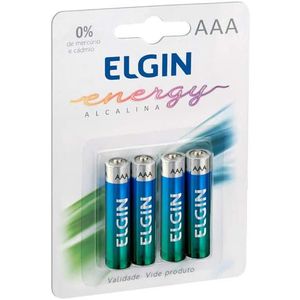 Kit Pilhas Alcalinas com 4X AAA Palito, Elgin, Baterias