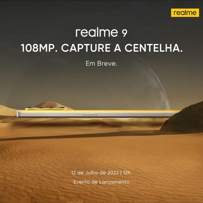 Realme 9 4G chega ao Brasil no dia 12 julho (Imagem: Reprodução/Realme)