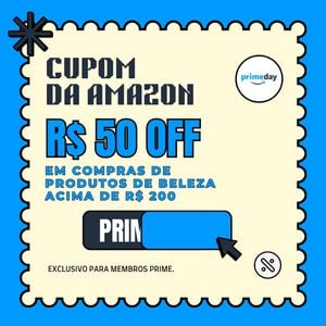 Cupom Amazon: R$ 50 OFF em compras acima de R$ 200, válido em produtos de beleza selecionados | EXCLUSIVO AMAZON PRIME