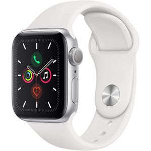 Apple Watch Serie 5 40mm GPS/Caixa de Alumínio Prata com Pulseira Esportiva Branca