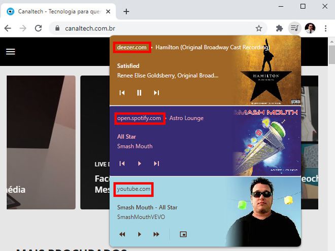 Além do YouTube, a função também reconhece as músicas que você está ouvindo na Deezer e no Spotify (Captura de tela: Matheus Bigogno)