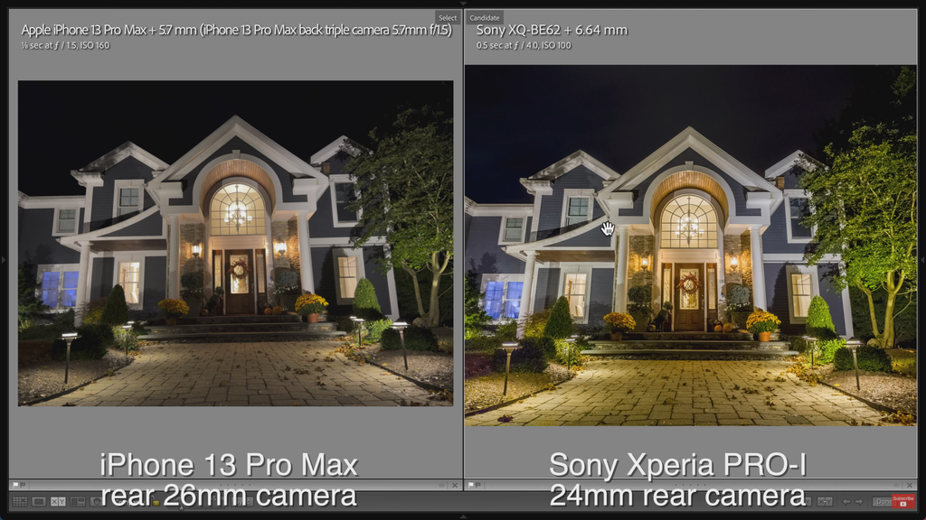 Os resultados se repetem em capturas noturnas, com qualidade superior do Xperia após diversos ajustes e combinação de imagens (Imagem: Tony & Chelsea Northrup/YouTube)