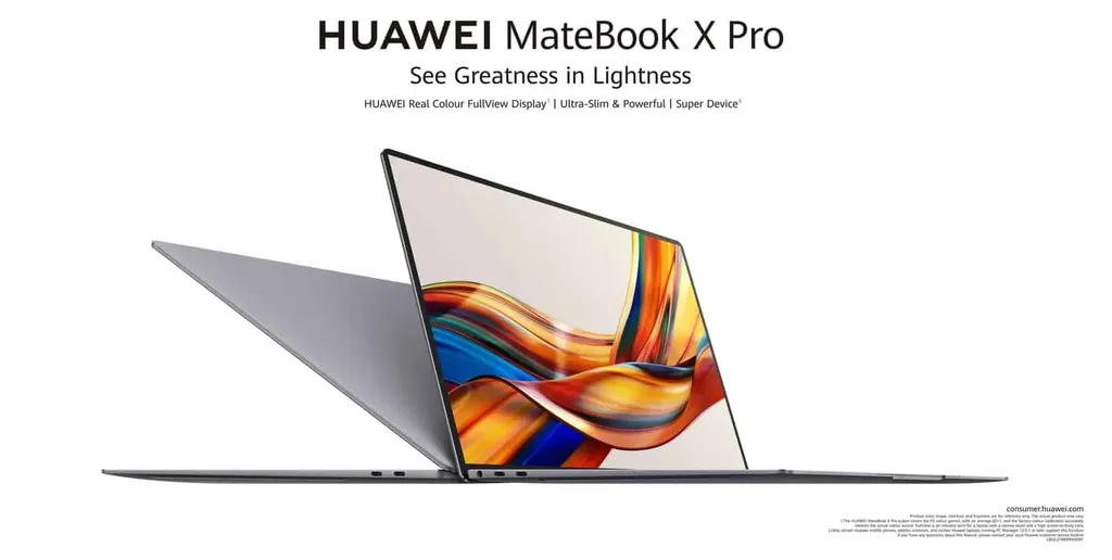 MateBook X Pro traz peso e espessura discretos como um dos destaques (Imagem: Divulgação/Huawei) 