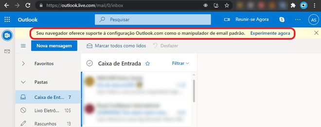 Você pode configurar o Outlook.com como serviço de e-mail padrão (Imagem: Captura de tela/Canaltech)