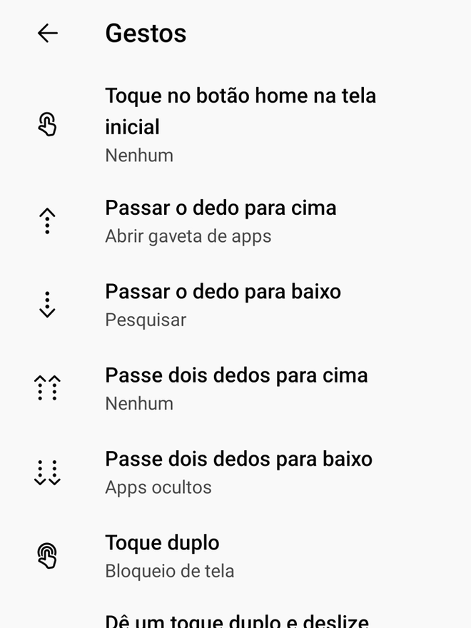 Configure gestos para abrir apps e criar atalhos (Imagem: André Magalhães/Captura de tela)