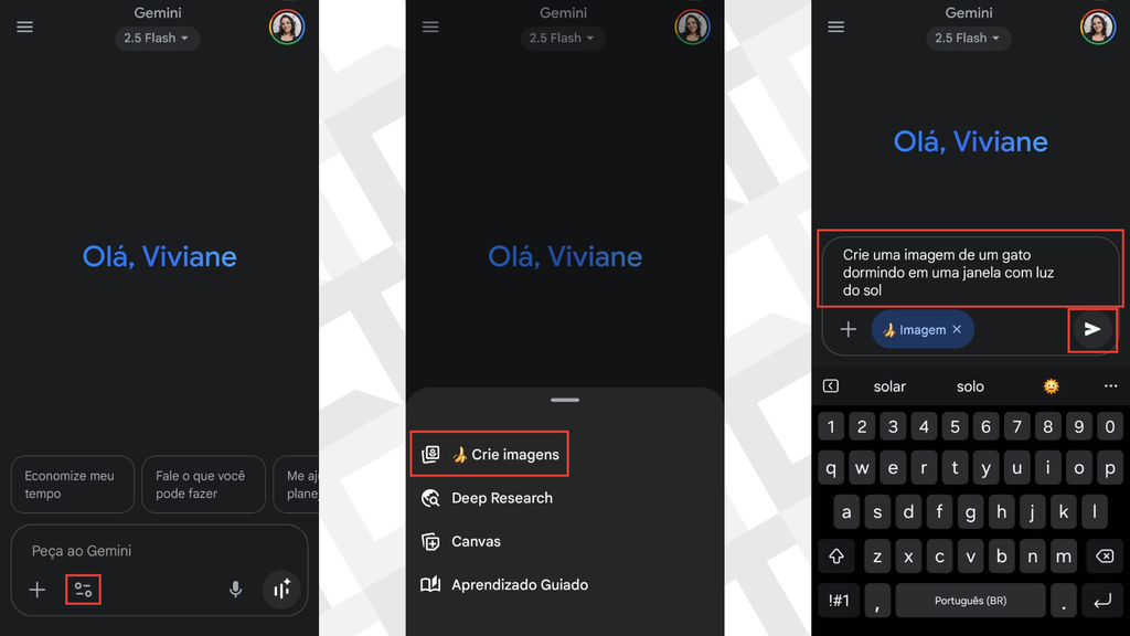 Passos para criar imagens com Nano Banana