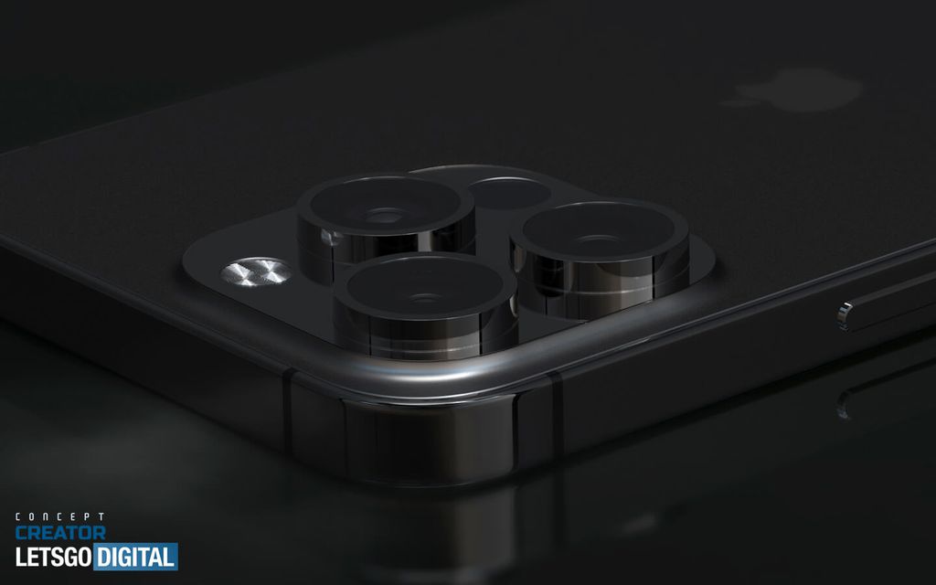 iPhone 13 Pro deve apostar em menor protuberância para módulo de câmera, com lentes maiores e mais projetadas (Imagem: Concept Creator/LetsGoDigital)