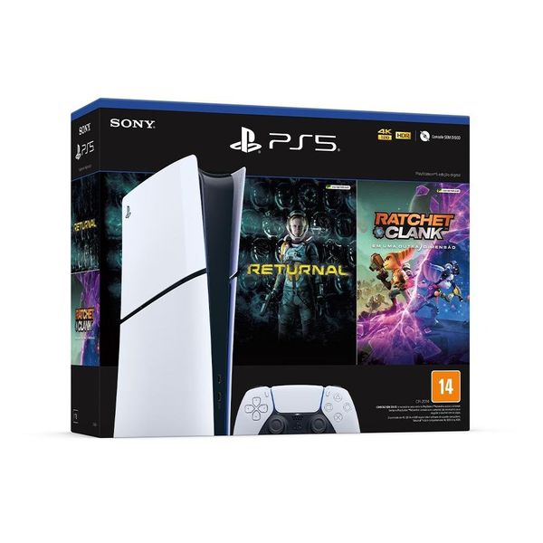 Console PlayStation 5 Slim Sony, SSD 1TB, Edição Digital, Com Controle Sem Fio DualSense, Branco + 2 Jogos Digitais | CUPOM + PIX
