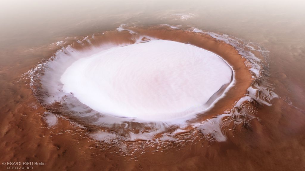 Cratera Korolev em Marte, onde há água congelada (Foto: ESA)